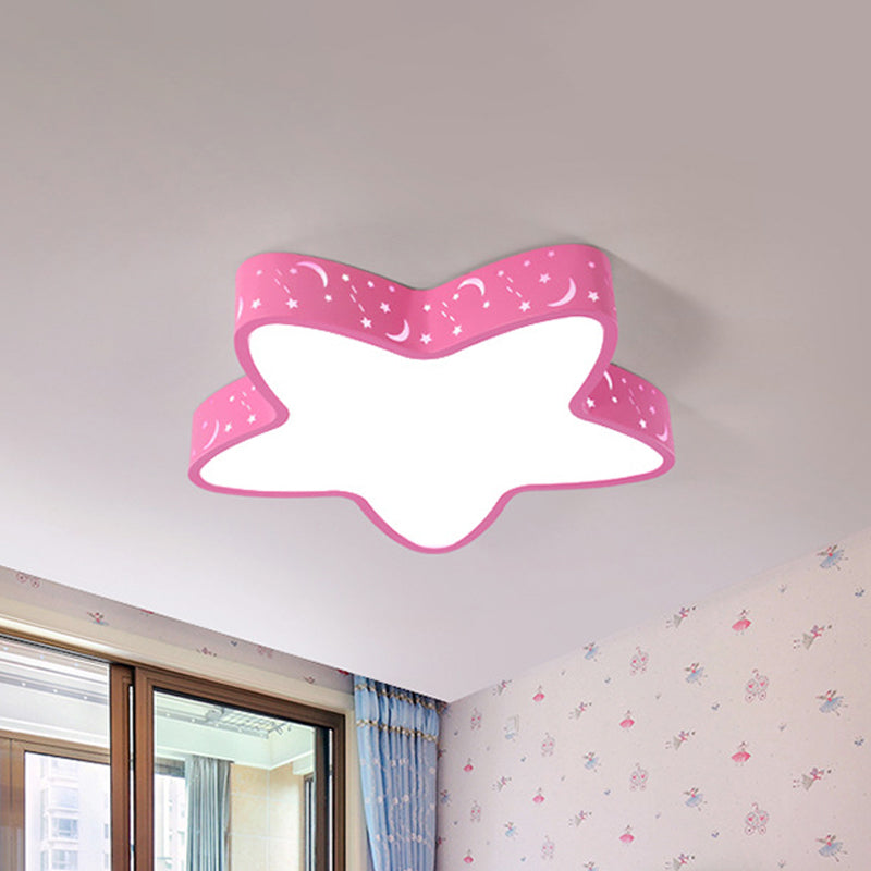 Pink/Light Blue Starfish Flush Lighting Kids LED Acrylic Flush-Mount Light Fixture with Hollowing-Out Design