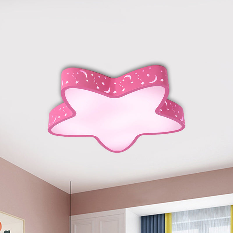 Pink/Light Blue Starfish Flush Lighting Kids LED Acrylic Flush-Mount Light Fixture with Hollowing-Out Design