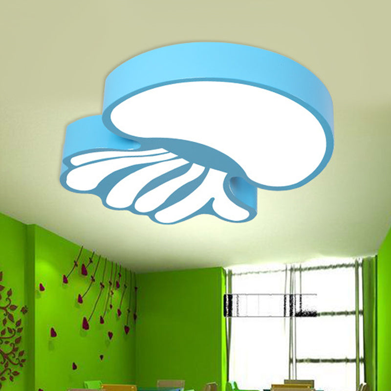 Creative LED Flushmount Lighting Blue Jellyfish Ceiling Flush Mount with Acrylic Shade in Warm/White Light