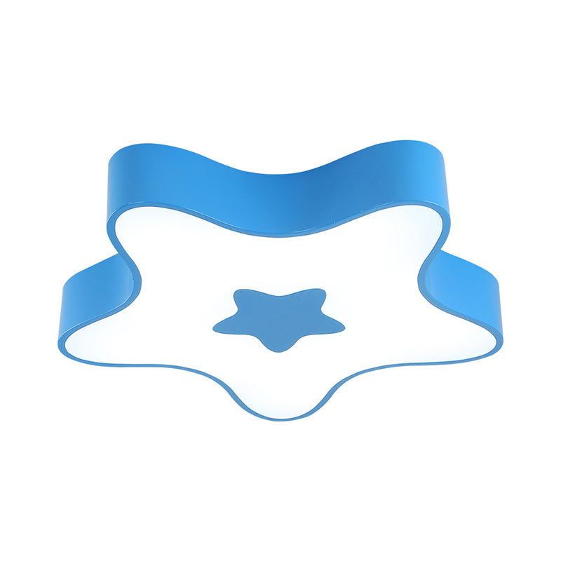 Star Kindergarten Flush Light Acrylic LED Kids Flush Mount Recessed Lighting in Red/Yellow/Blue