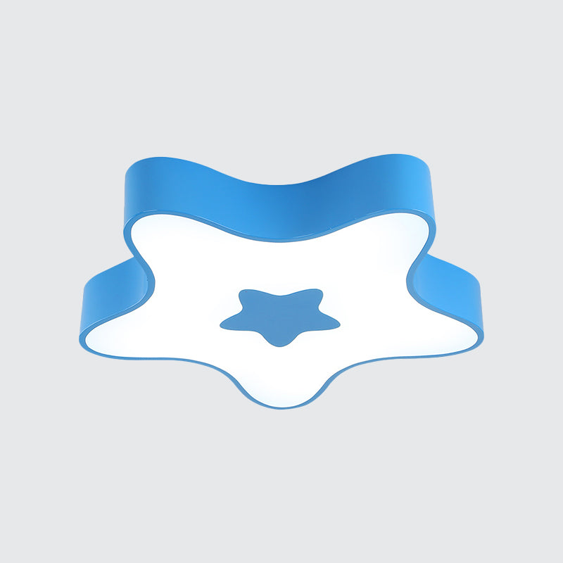 Star Kindergarten Flush Light Acrylic LED Kids Flush Mount Recessed Lighting in Red/Yellow/Blue