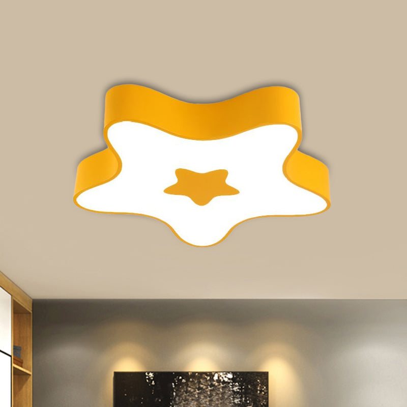 Star Kindergarten Flush Light Acrylic LED Kids Flush Mount Recessed Lighting in Red/Yellow/Blue