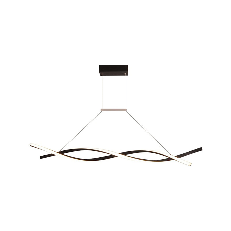Stranded Linear Restaurant Hanging Light Acrylic Minimalist LED Island Pendant in Black/Grey, Warm/White Light