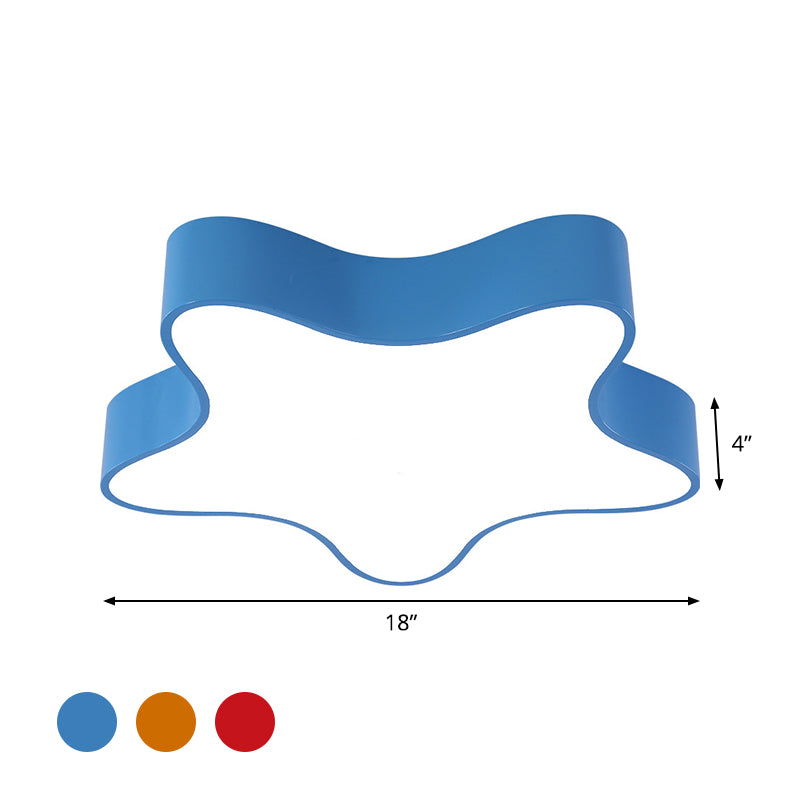 Acrylic Starfish Light Fixture Children Red/Yellow/Blue LED Flush Mount Recessed Lighting for Bedchamber