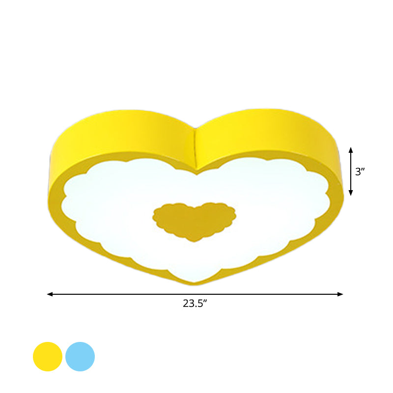 Acrylic Loving Heart Ceiling Lamp Minimalism Yellow/Blue LED Flush Mount Lighting Fixture in Warm/White Light