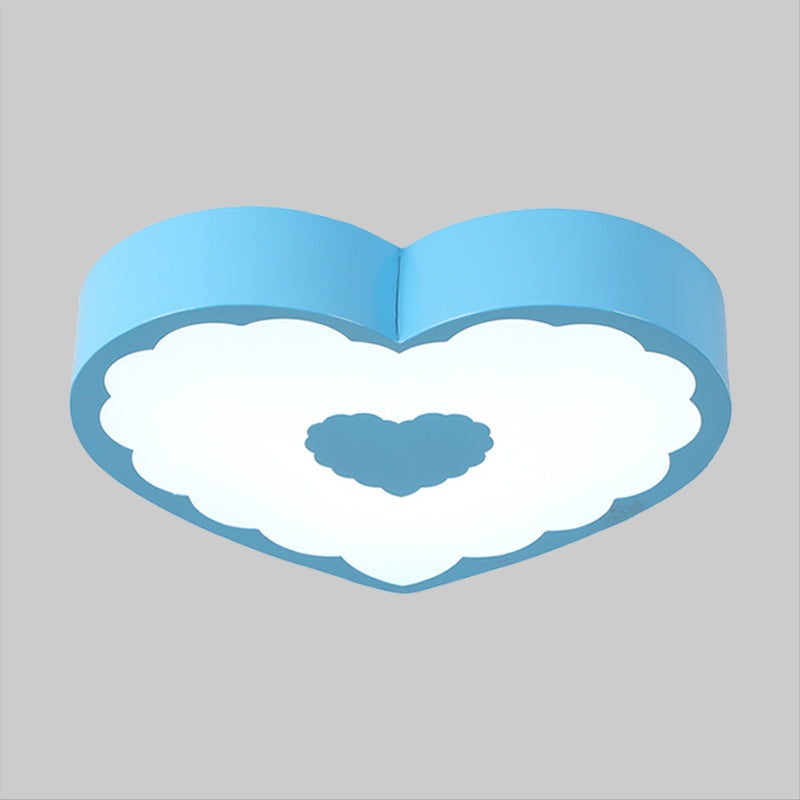 Acrylic Loving Heart Ceiling Lamp Minimalism Yellow/Blue LED Flush Mount Lighting Fixture in Warm/White Light