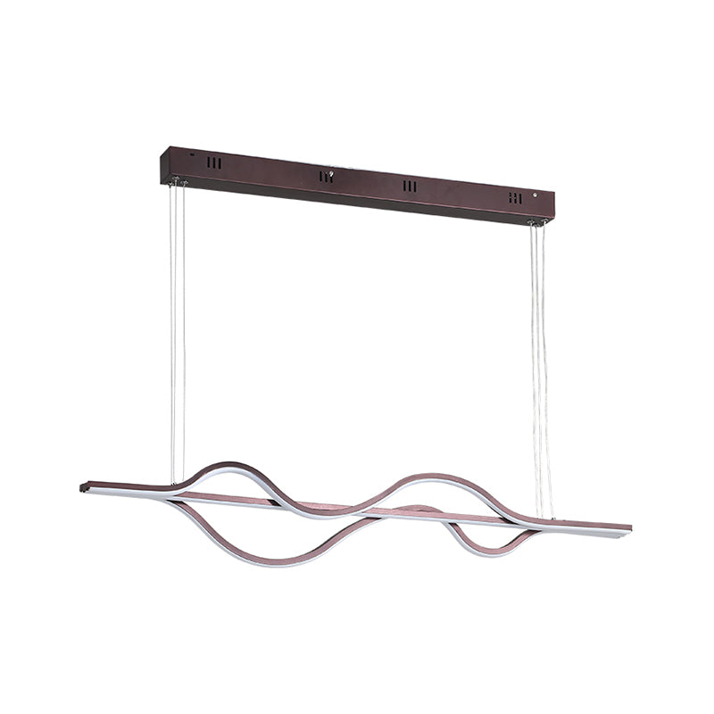 Acrylic Wavy Linear Island Light Minimalism LED Pendant Lighting in Brown, Warm/White/Natural Light