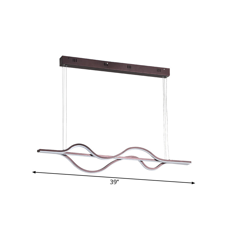 Acrylic Wavy Linear Island Light Minimalism LED Pendant Lighting in Brown, Warm/White/Natural Light