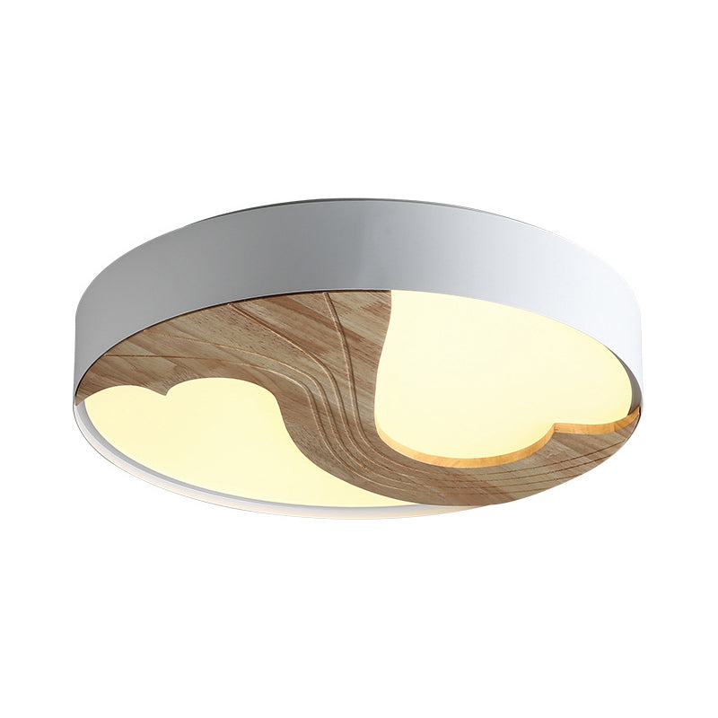 Plafonnier LED en bois romantique à Double cœur aimant en blanc pour chambre d'enfant