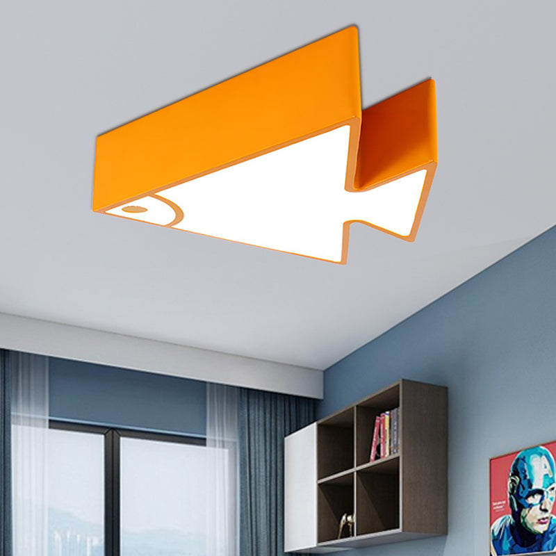 Cartoon Triangle Fish Ceiling Lamp Acrylic LED Flush Mount Light for Child Bedroom Living Room