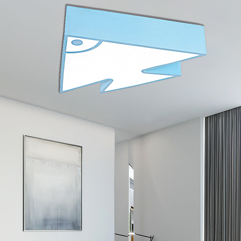 Cartoon Triangle Fish Ceiling Lamp Acrylic LED Flush Mount Light for Child Bedroom Living Room