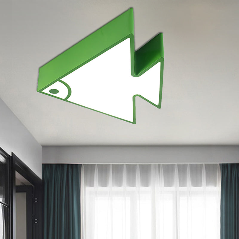 Cartoon Triangle Fish Ceiling Lamp Acrylic LED Flush Mount Light for Child Bedroom Living Room