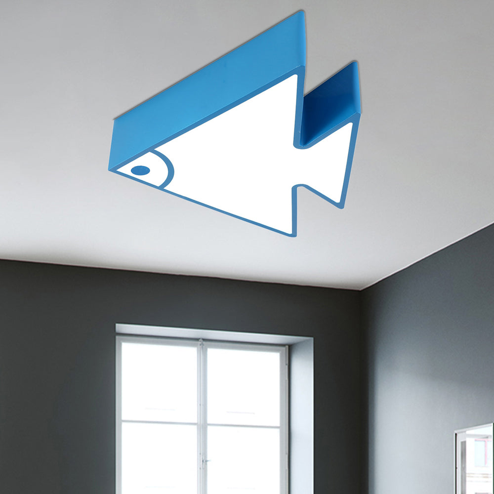 Cartoon Triangle Fish Ceiling Lamp Acrylic LED Flush Mount Light for Child Bedroom Living Room