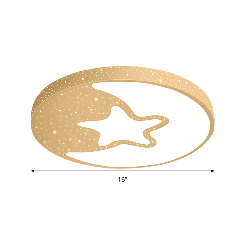 Starry Kid Slaapkamer Flush Plafond Licht met Crescent metalen mooie LED plafond armatuur in wit