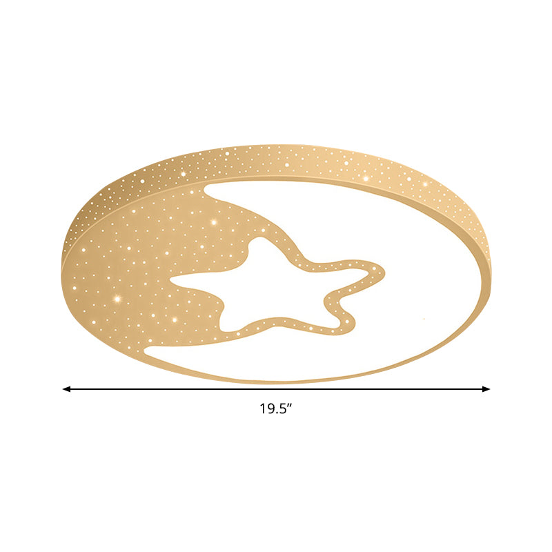 Starry Kid Slaapkamer Flush Plafond Licht met Crescent metalen mooie LED plafond armatuur in wit