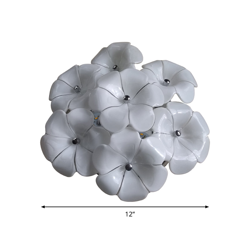 Plafonnier en forme de fleur pour chambre à coucher adulte, une tête en métal, magnifique luminaire blanc encastré