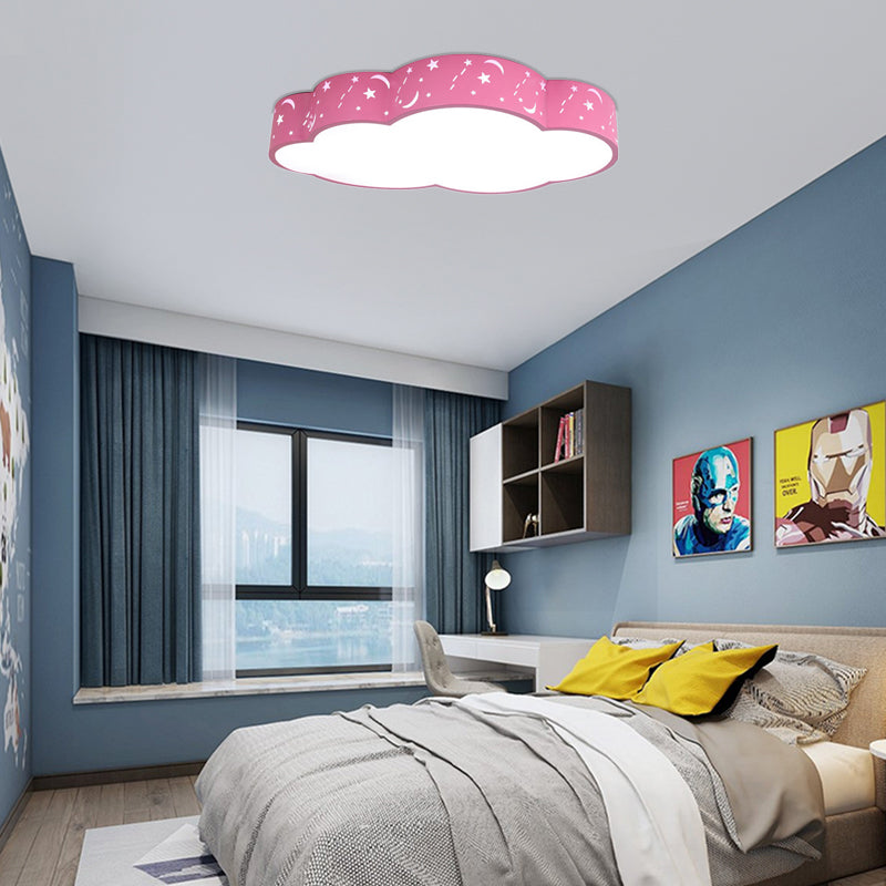 Hollow Cloud Kid Bedroom Ceiling Lamp Metal Acrylic Cartoon LED Ceiling Mount Light