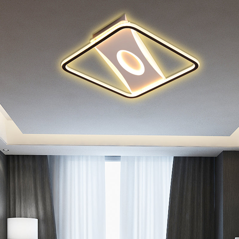 Integrated Led Square Frame Flush Lamp Nordic Metallic Led Close to Ceiling Light in Warm/White, 16"/19.5"/23.5"/35.5" W