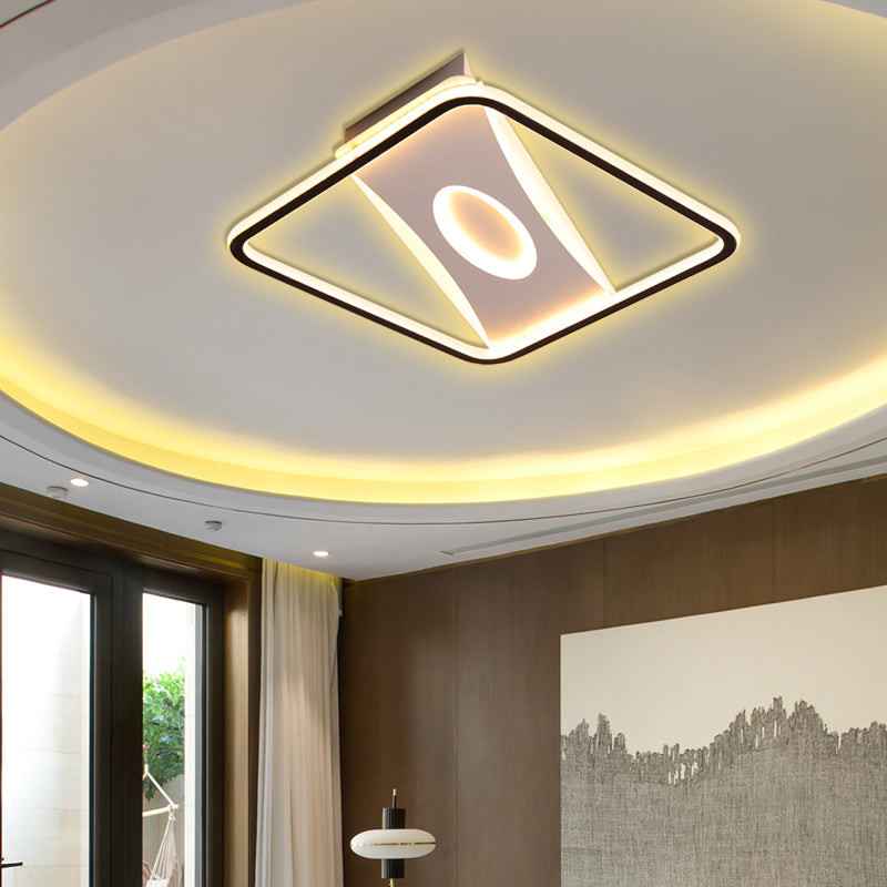 Integrated Led Square Frame Flush Lamp Nordic Metallic Led Close to Ceiling Light in Warm/White, 16"/19.5"/23.5"/35.5" W