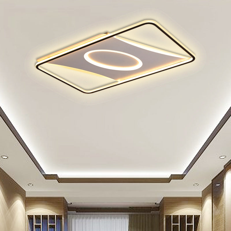 Integrated Led Square Frame Flush Lamp Nordic Metallic Led Close to Ceiling Light in Warm/White, 16"/19.5"/23.5"/35.5" W