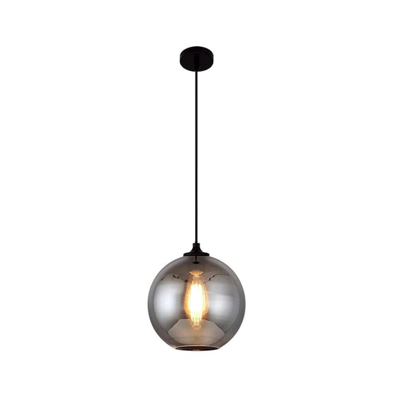 Mirror Glass Mini Pendant Light for Bar Cafe Glass 1 Head Modern Ceiling Hanging Light in Smoke Gray