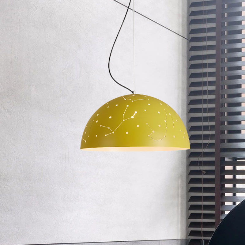 Semisphere metalen hangend plafondlicht minimalistisch 1 lichtblauw/groen/gele hanglamp