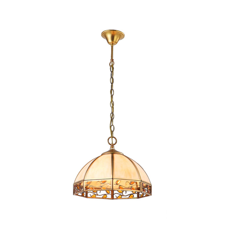 Dome Dining Room Ceiling Pendant Colonial Opal Frosted Glass 1 Head Beige Hanging Light Fixture