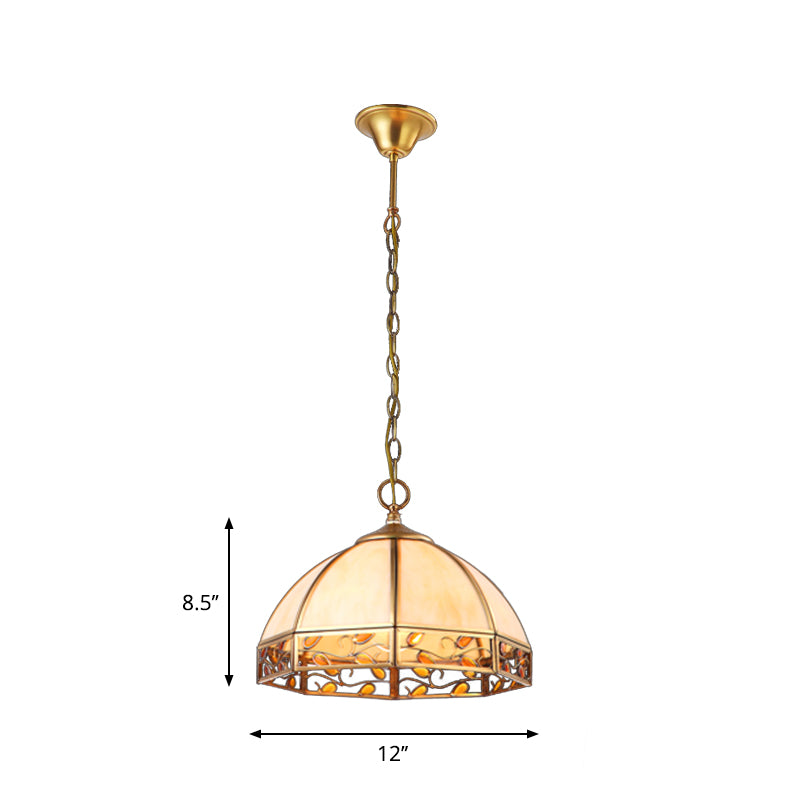 Dome Dining Room Ceiling Pendant Colonial Opal Frosted Glass 1 Head Beige Hanging Light Fixture