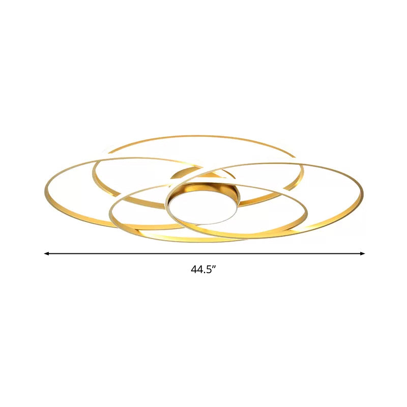 Cirkelring-inbouwlamp, moderne metalen woonkamer LED-plafondarmatuur in goud, warm/wit licht