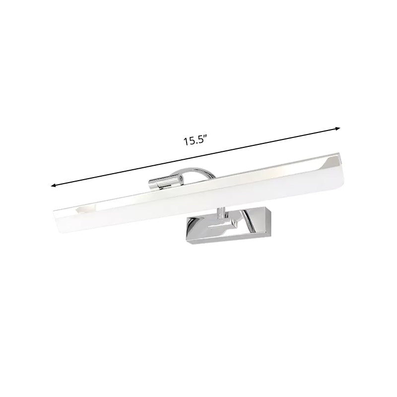 Acryl rechteckige Wandbeleuchtung Einfaches stilvolle integrierte LED -Nickel -Eitelkeitslampe in warmem/weißem Licht, 16,5 "/20,5" W.
