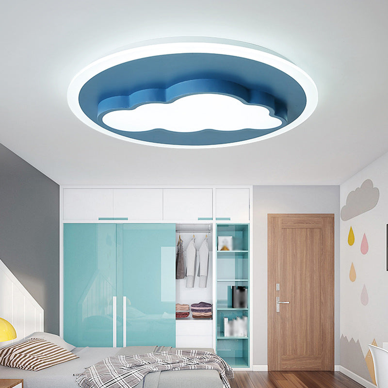 Plafonnier LED bleu en acrylique, luminaire décoratif d'intérieur, nuage/gouvernail, dessin animé, pour chambre d'enfant