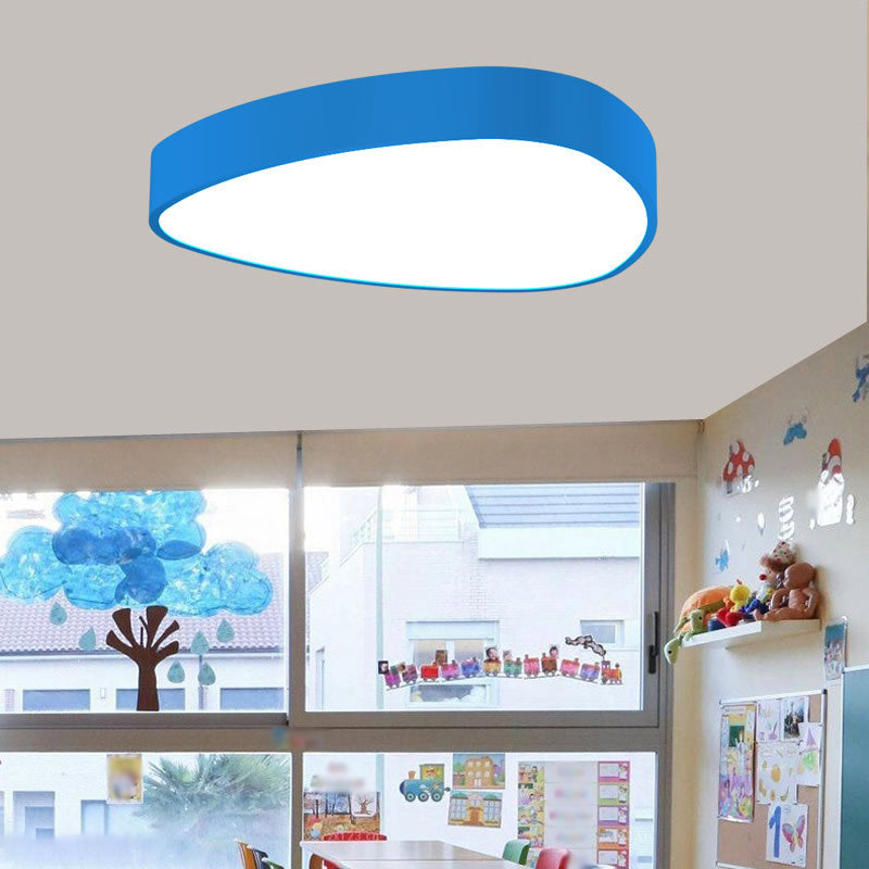 Acrylic Teardrop Shaped Ceiling Lamp Kids Red/Green/Yellow LED Flush Mount Recessed Lighting for Nursery