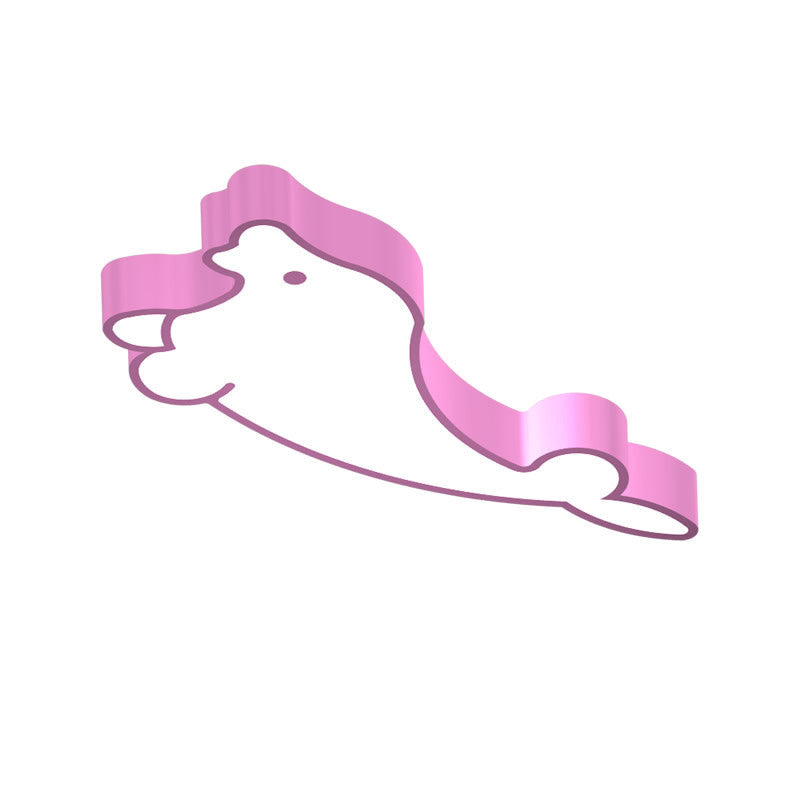 Cartoon LED Flush Ceiling Light Red/Pink/Blue Seal Flush Mount Lighting Fixture with Acrylic Shade