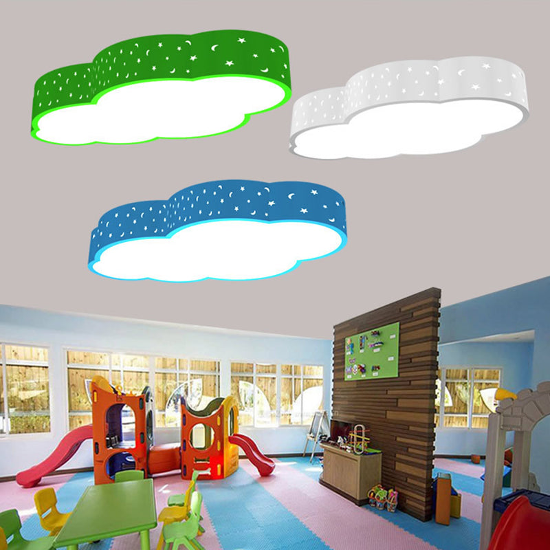 18"/20.5" W Kindergarten LED Flushmount Kid White/Yellow/Blue Ceiling Light with Cloud Acrylic Shade