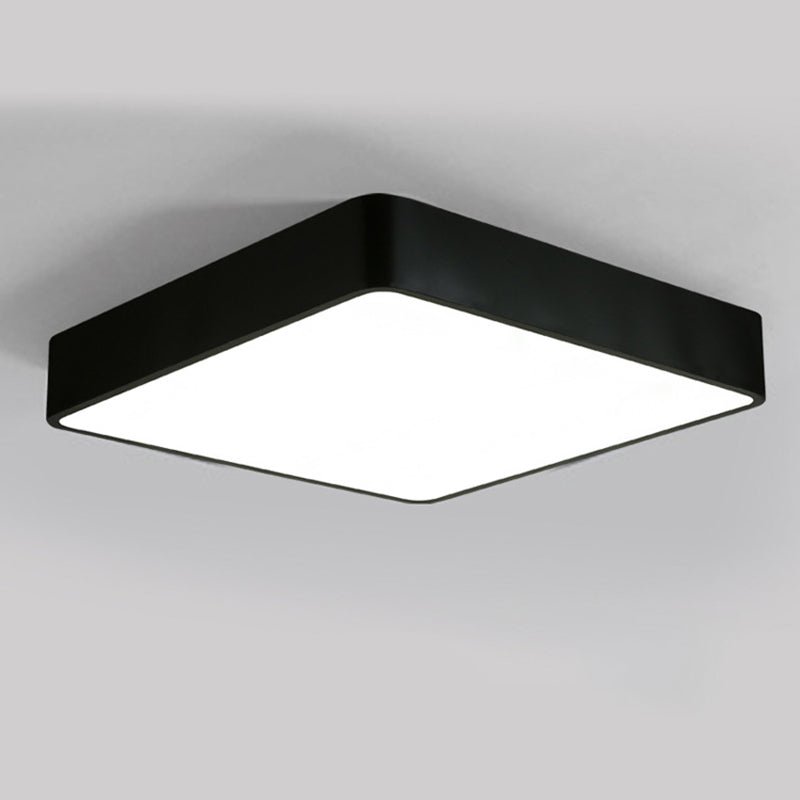 Nordic Square Flush Mount Lamp Acrylic Office LED Ceiling Light in Black/White, 16"/23.5"/39" Wide