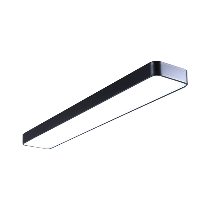 Conference Room LED Ceiling Lamp Simplicity Black Flush Light with Rectangle Acrylic Shade, 23.5"/47"/59" Long