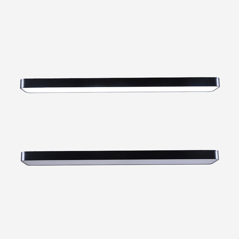 Conference Room LED Ceiling Lamp Simplicity Black Flush Light with Rectangle Acrylic Shade, 23.5"/47"/59" Long