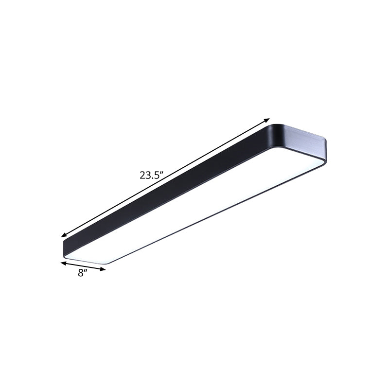 Conference Room LED Ceiling Lamp Simplicity Black Flush Light with Rectangle Acrylic Shade, 23.5"/47"/59" Long