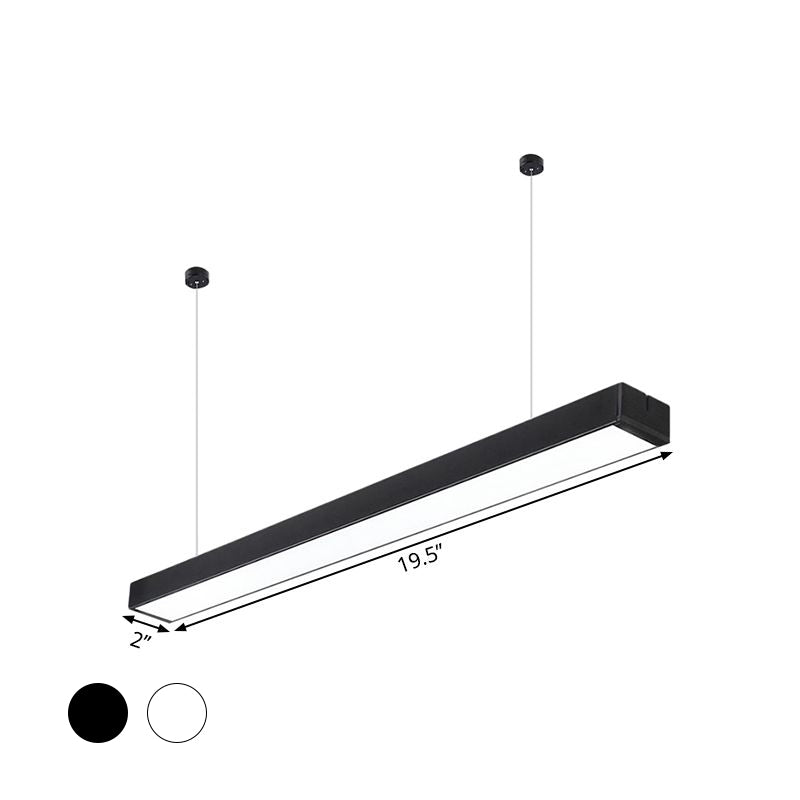 Acryl -lineare LED Hanging Light Minimalism Schwarz/Weiß Decke Anhängerlampe für Büro, 2 "/3"/4 "breit