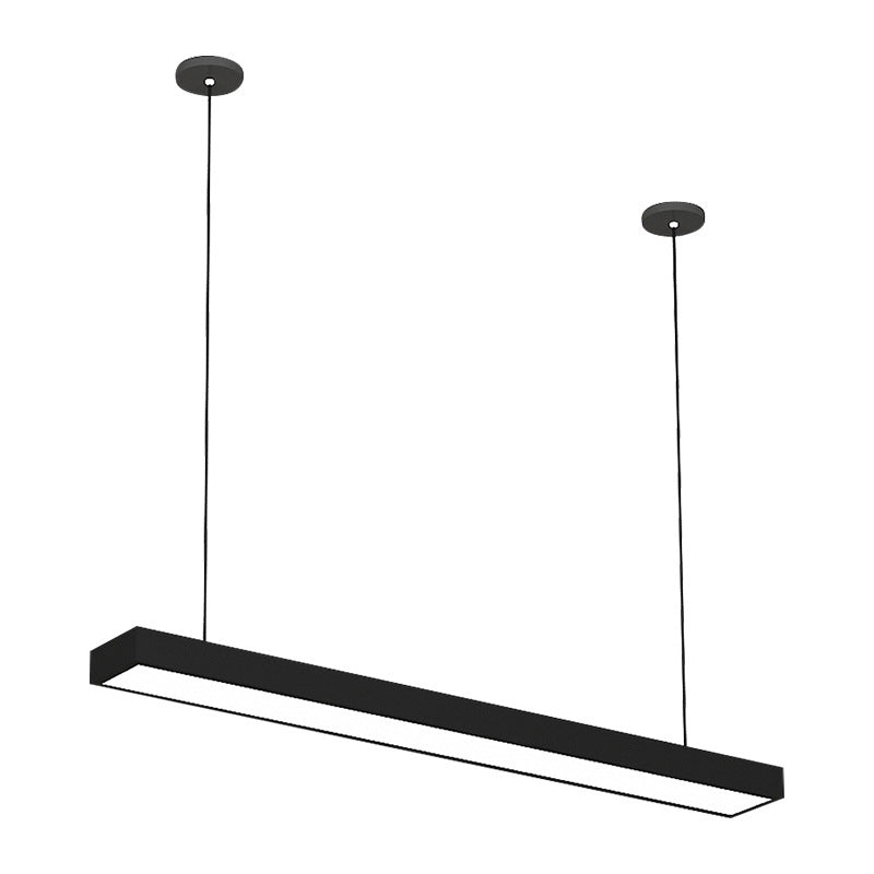 Schwarz/weißes Rechteck Pendellicht einfach 23,5 "/35,5"/47 "Weites LED -Eisenhängeleuchte für Büro