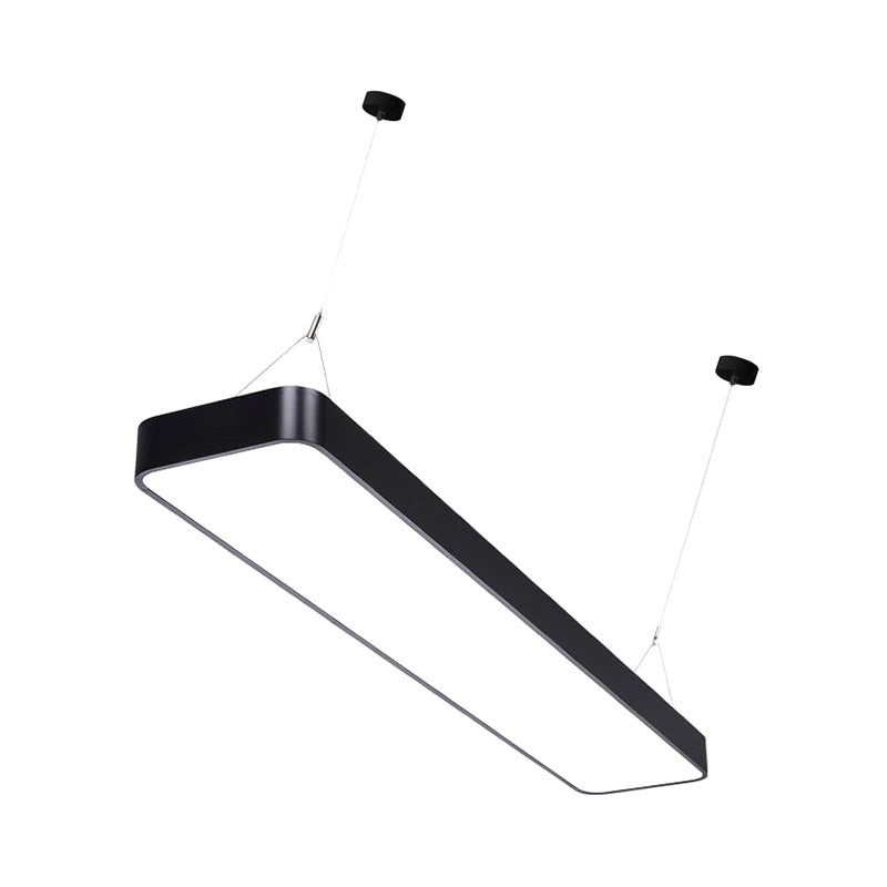 Modern LED Pendant Light Fixture Black/White Rectangle Hanging Ceiling Lamp with Acrylic Shade, 4"/8"/12" W