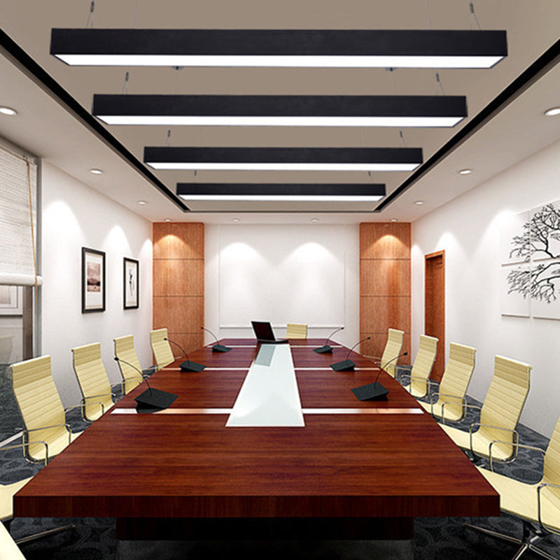 Rectangular Corridor Hanging Light Acrylic 4"/8"/10" W LED Minimalist Ceiling Pendant in Black/White