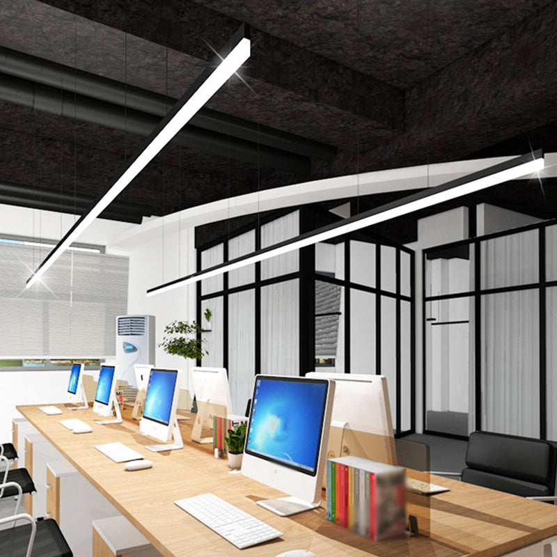 Richtige Acryl -Down -Beleuchtung Anhänger minimalistisch 23,5 "/47"/59 "L LED Schwarz hängende Lampe in warmem/weißem Licht