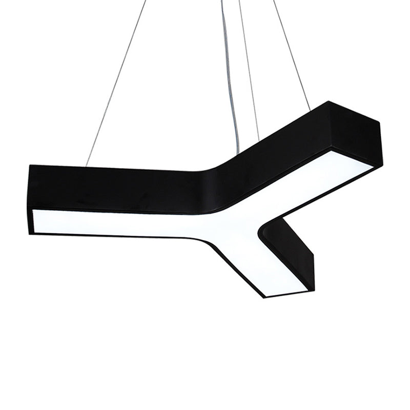 23,5 "/35,5"/47 "W LED Office Drop Anhänger nordische schwarze Suspensionslampe mit y -förmigen Acrylschatten, warm/weißes Licht
