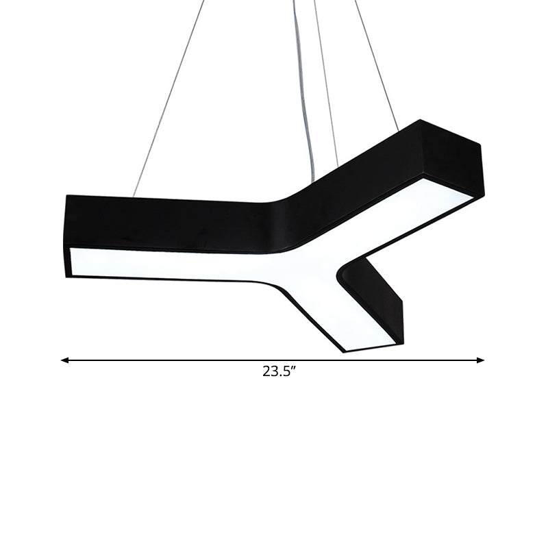 23,5 "/35,5"/47 "W LED Office Drop Anhänger nordische schwarze Suspensionslampe mit y -förmigen Acrylschatten, warm/weißes Licht