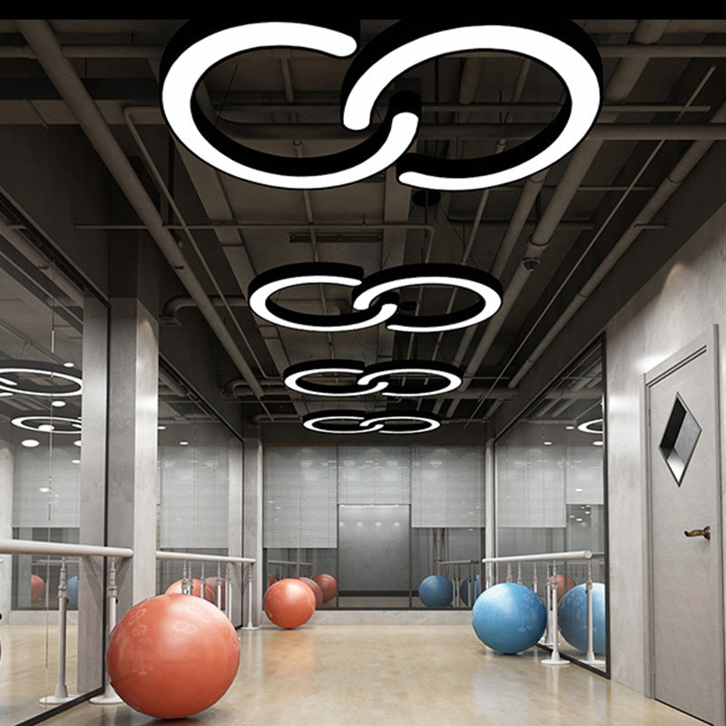 Black C Pendant Ceiling Light Contemporary 16"/23.5"/31.5" W LED Acrylic Down Lighting in Warm/White Light