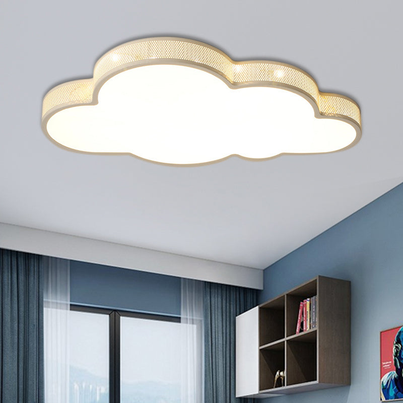 Macaron Perforated Cloud Ceiling Lamp Metal and Acrylic Undertint LED Flush Mount Light for Hallway
