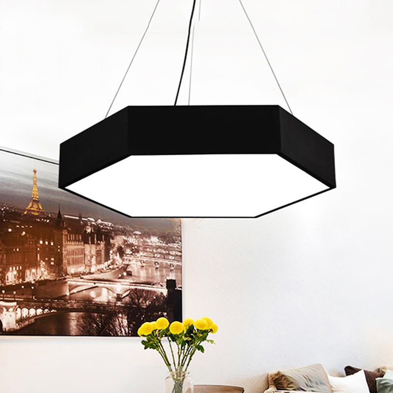 Metallic Honeycomb LED Pendant Light Simple Black/White Hanging Lamp Kit with Acrylic Diffuser, 16"/23.5"/35.5" W
