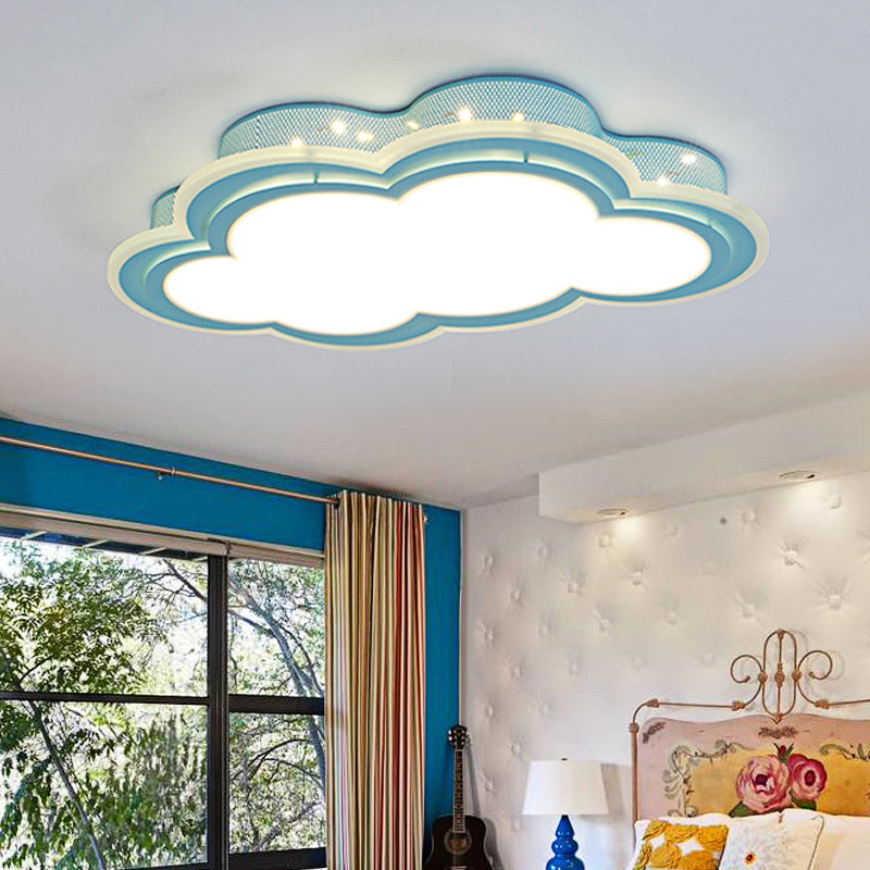 Eigentijdse blauwe LED-inbouwlamp met holle wolk acrylplafondlamp voor kinderslaapkamer