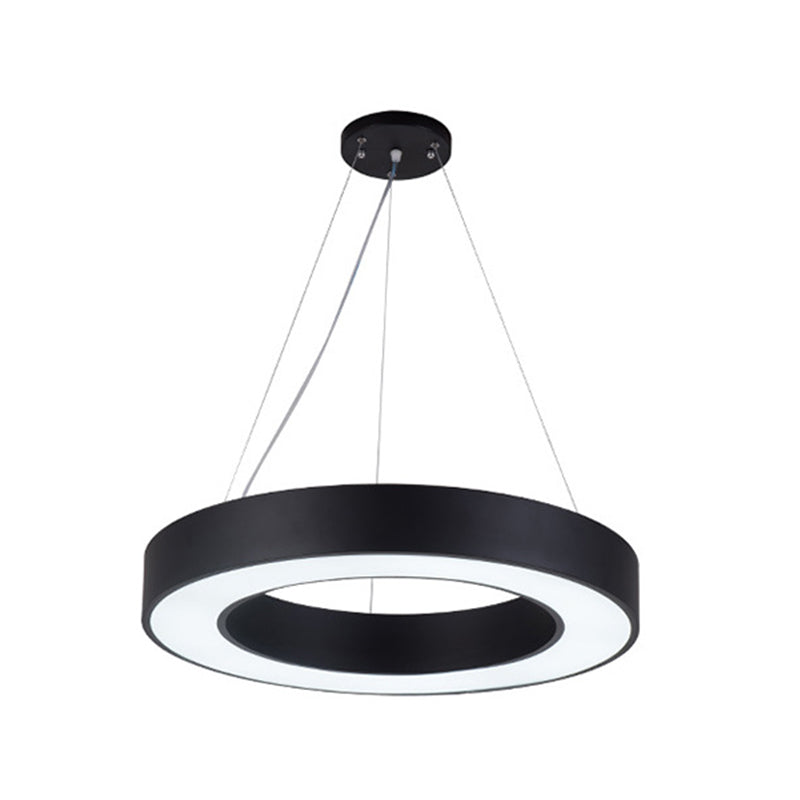 Black Hoop Hanging Pendant Light Simple 16"/23.5"/39" Wide LED Acrylic Ceiling Suspension Lamp